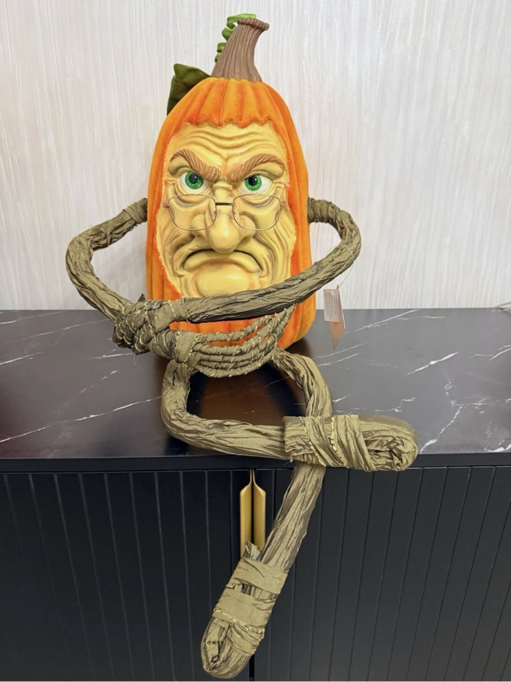 Katherines Collection Halloween Party Grumpy Leg Pumpkin Figurine Decoration.